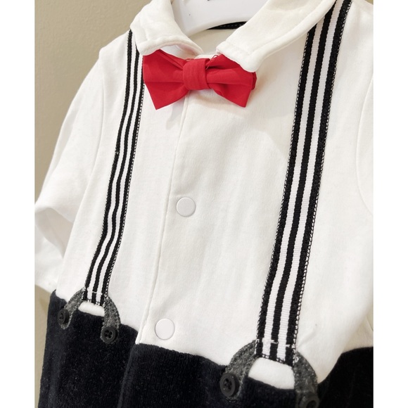 Little Me Baby Boy's 2-Piece Tuxedo Coverall & Hat Set - Picture 4 of 4